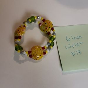 6 inch bracelet with Mille Fiore bead